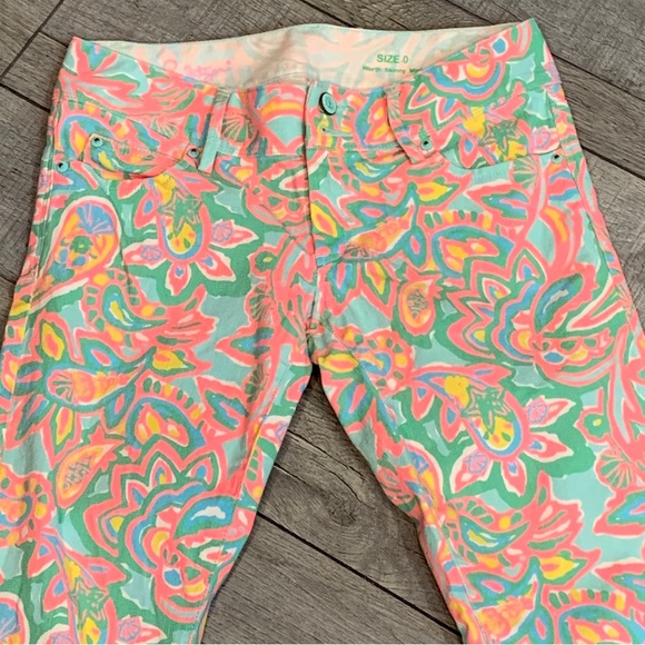 Lilly Pulitzer Worth Skinny Mini Zip Jeans - Sandbar Blue Make a Splash - Picture 3 of 12